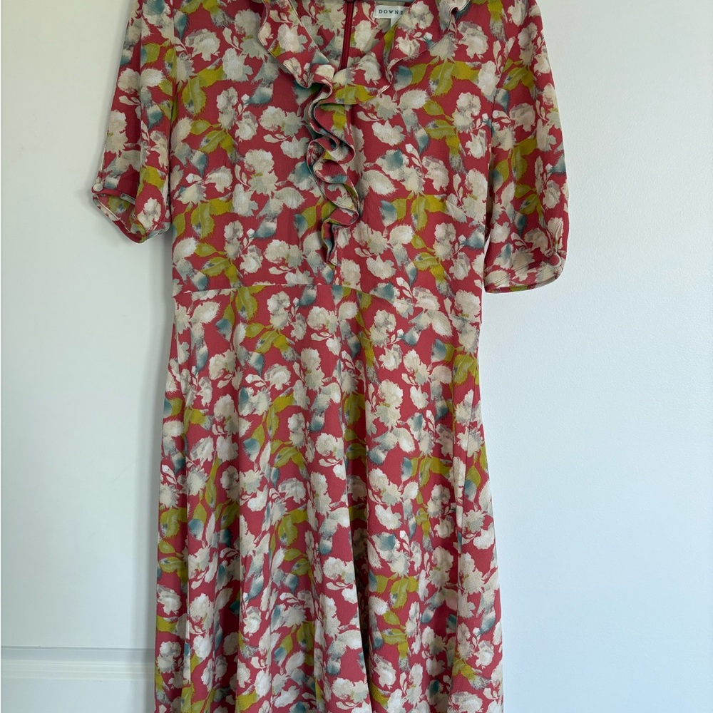 DownEast Floral Midi Dress - Red, Green, White